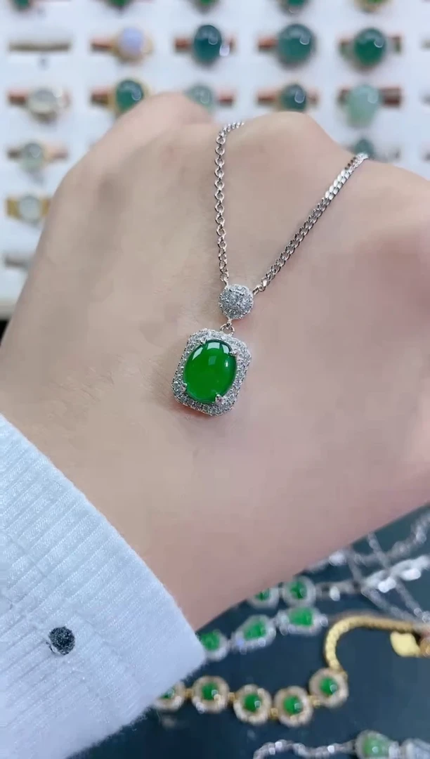 颈饰银S925镶嵌翡翠天然翡翠