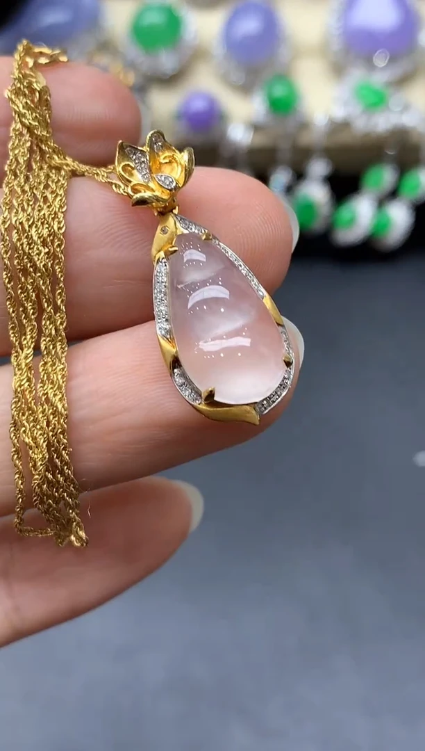 颈饰18K金镶嵌翡翠429-中国好珍宝