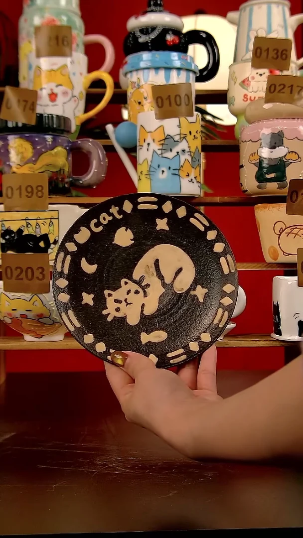 碟DIY景德镇陶瓷纯手工卡通风咖啡杯碟