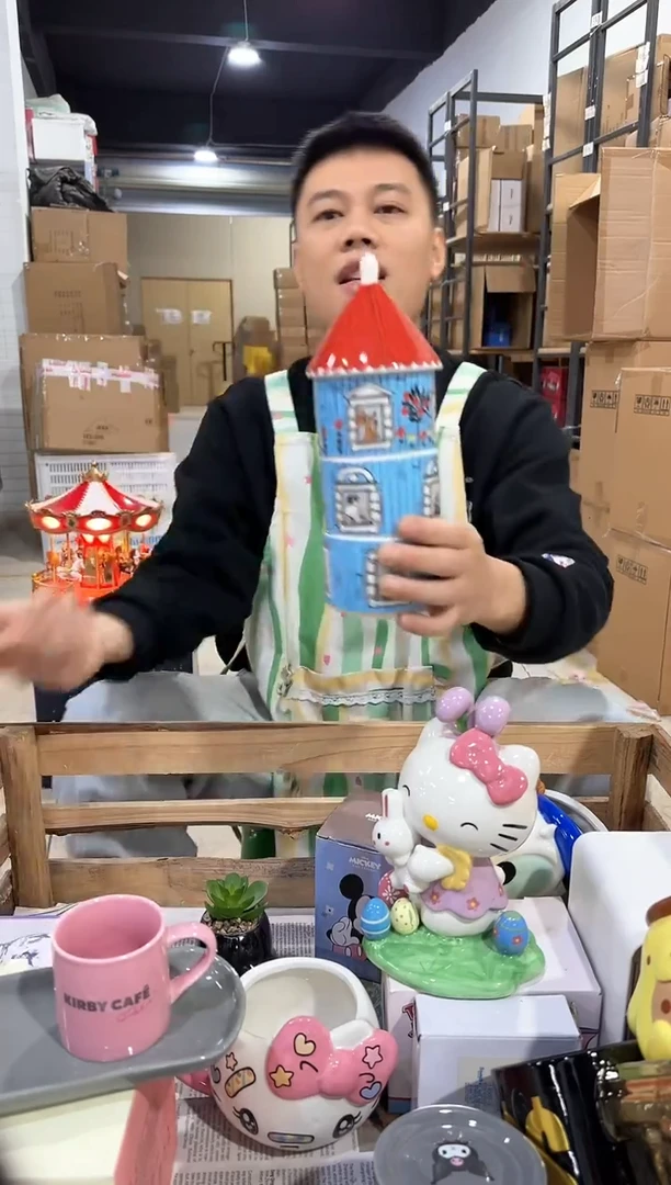 瓷片姆明三层房子收纳罐