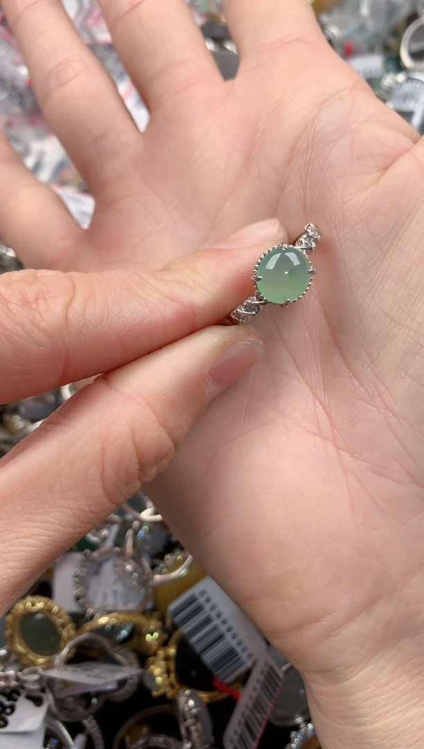 银S925镶嵌戒指翡翠444-----9