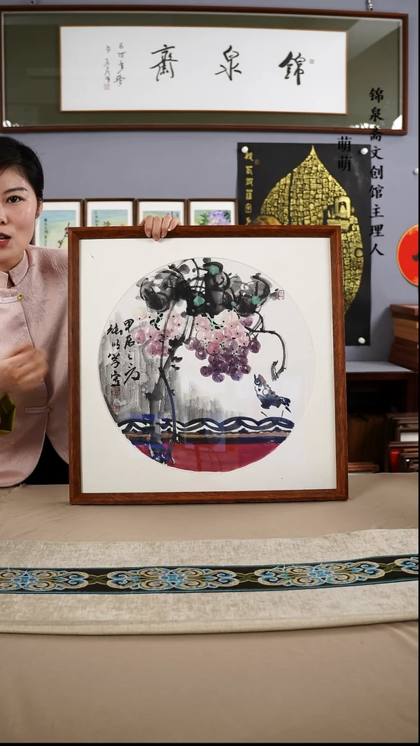 【闪购商品】国画52*52张老师国画带框手绘作品