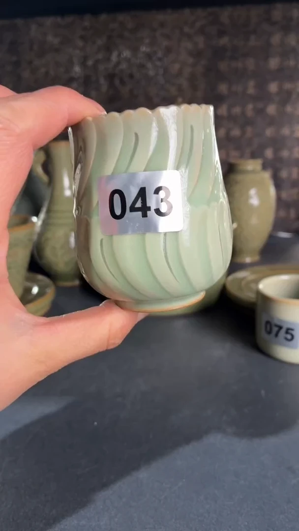 耀州窑仰山玲珑杯微瑕043