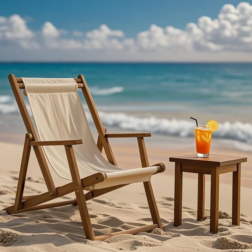 户外沙滩椅可折叠午休椅便携式露营阳台家用休闲2025新款坐睡两用