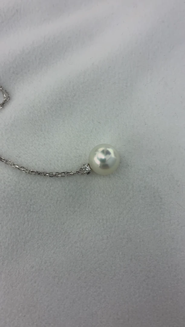 颈饰18K金镶嵌海水珍珠澳白王妃吊坠11-12（赠送银链子