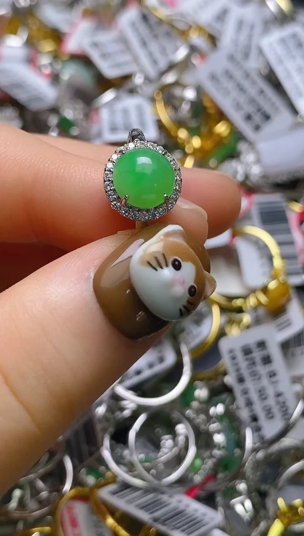 银S925镶嵌戒指翡翠百内无证书