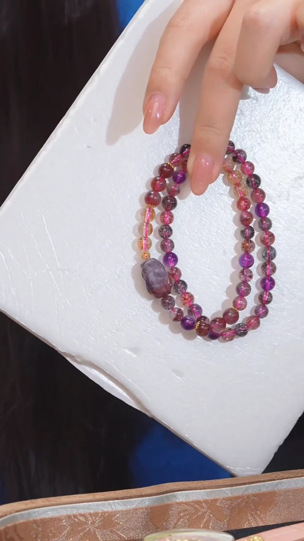 【闪购商品】水晶手串18K金镶嵌超七卡6 多样性发@@W6738