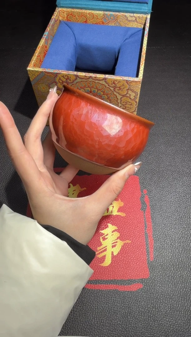 茶盏廖设生柿红祥云56