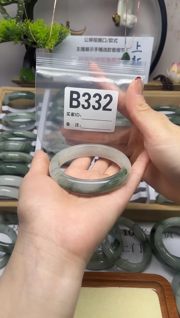 【闪购商品】石英质玉（天山翠）手镯未镶嵌b332