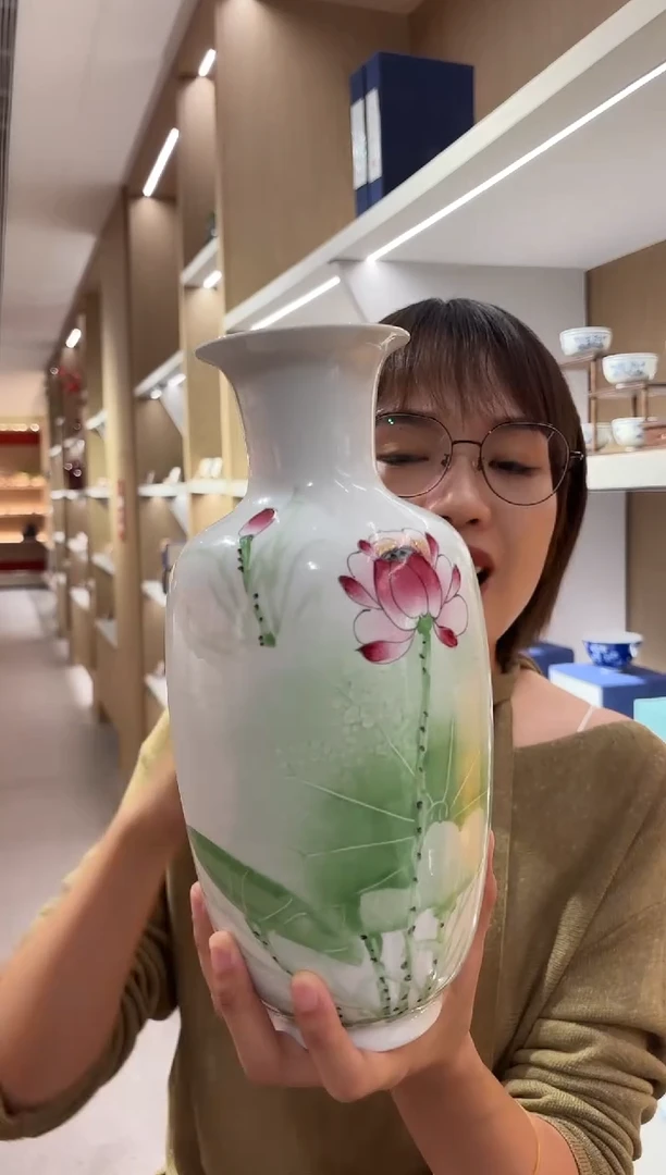 摆件【瓷立方天天专属】清香荷花瓶