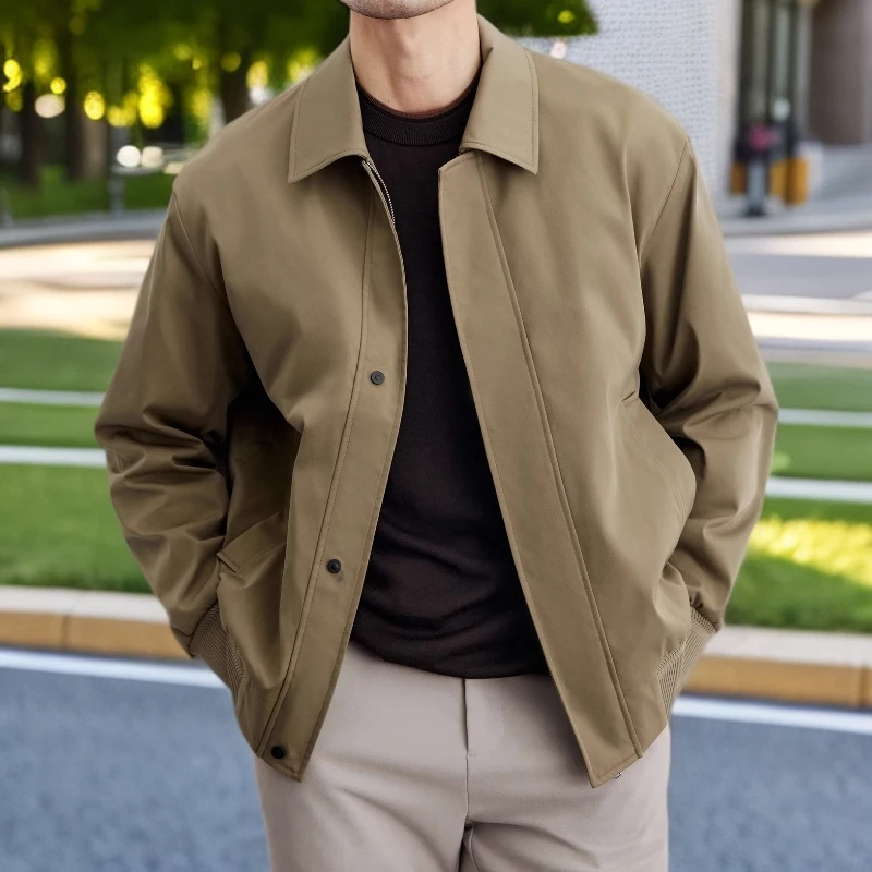 外套男春秋季韩版轻熟风男装美式廓形飞行员夹克男士秋冬高街