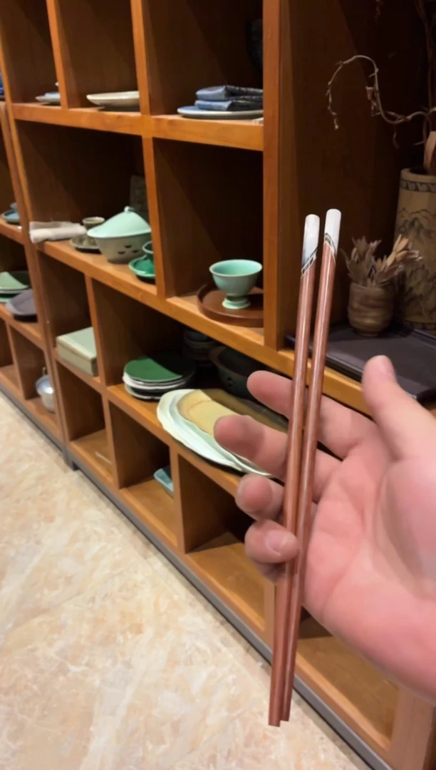 瓷片红酸枝贝壳筷子（拍1发2）