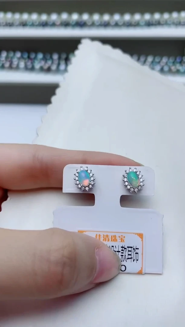 银S925镶嵌欧泊颈饰A93