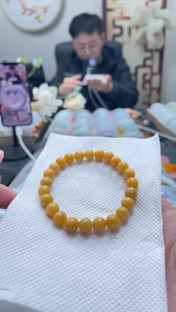 未镶嵌手链翡翠黄翡手串7MM