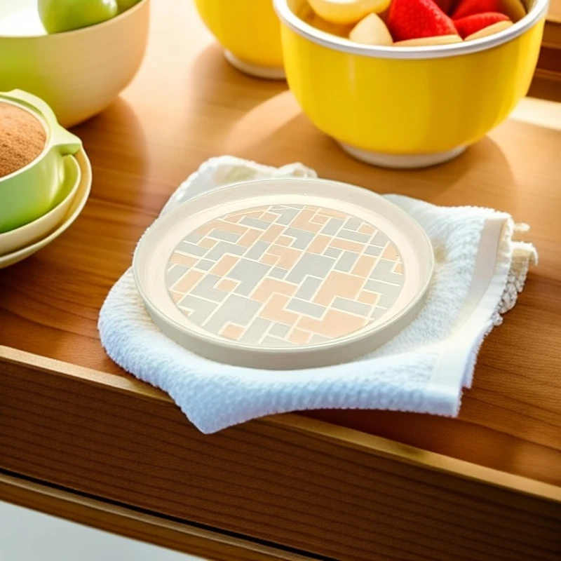 【多米家】15*2CM 蓝黄方格花纹圆碟 点心碟小吃碟 浮雕工艺