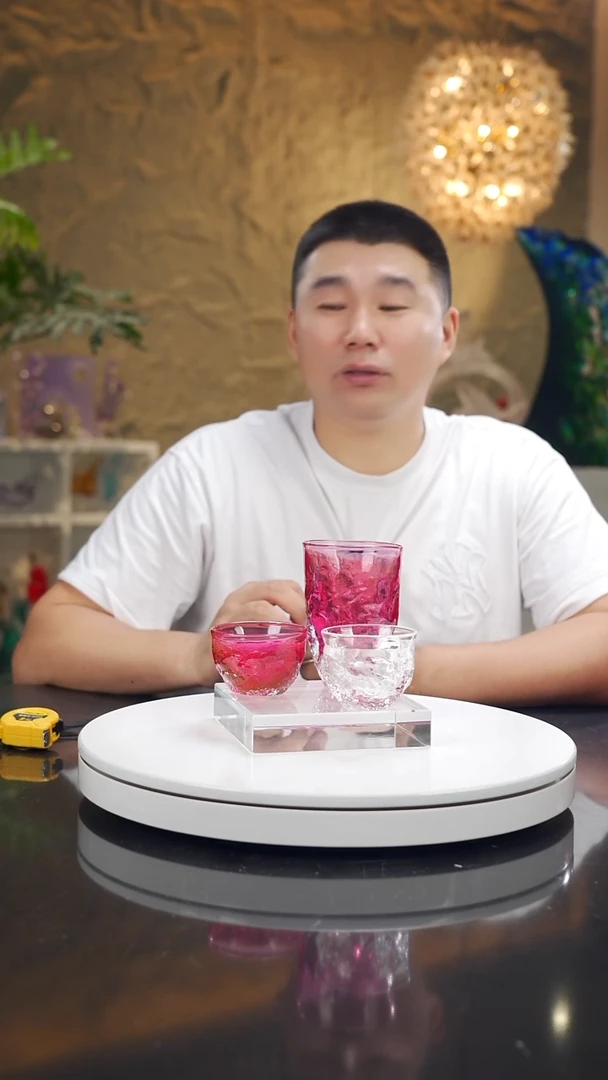 摆件设计款金红水杯加金红茶和水晶茶杯预售