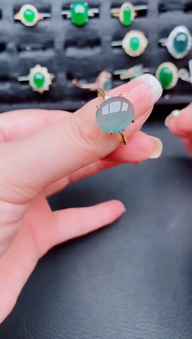 翡翠戒指银S925镶嵌天然a货翡翠183