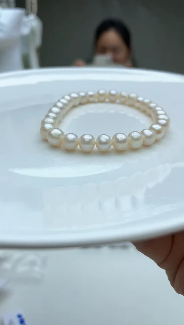 未镶嵌淡水珍珠珍珠6-7无核白珠手链