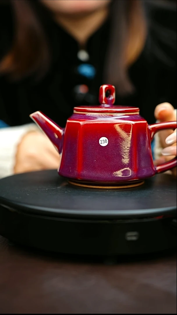 238#原矿钧瓷炉钧釉方棱壶