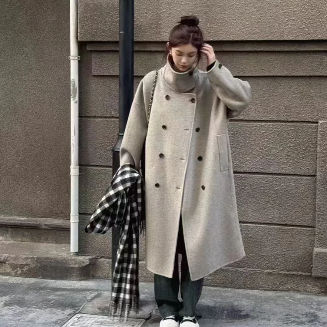 DJ时尚穿搭立领羊毛大衣