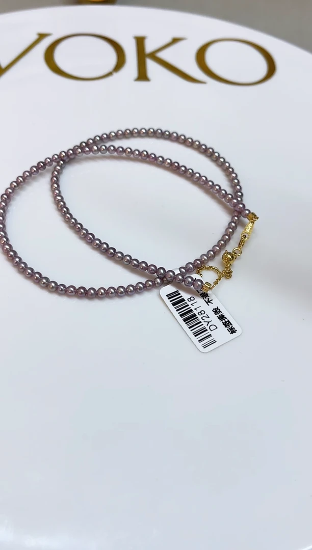 颈饰银S925镶嵌淡水珍珠3mm