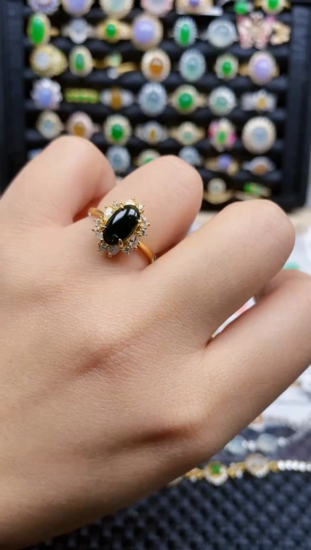 银S925镶嵌戒指翡翠307