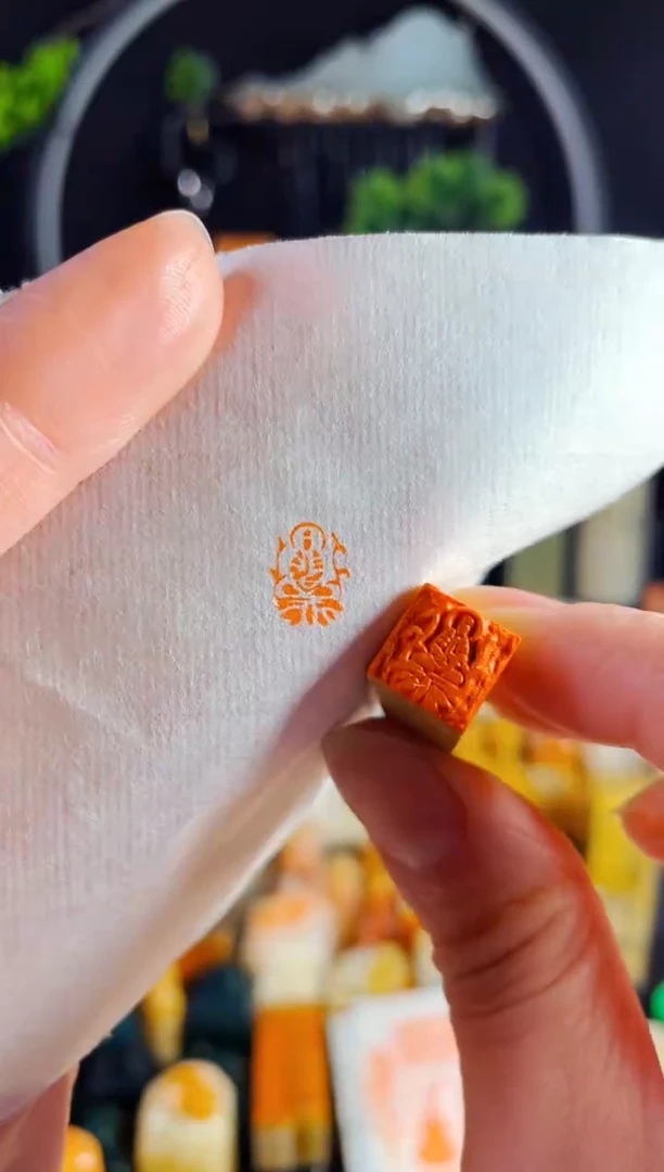 【闪购商品】老挝石印石手工篆刻《小佛造像》1.0木纹