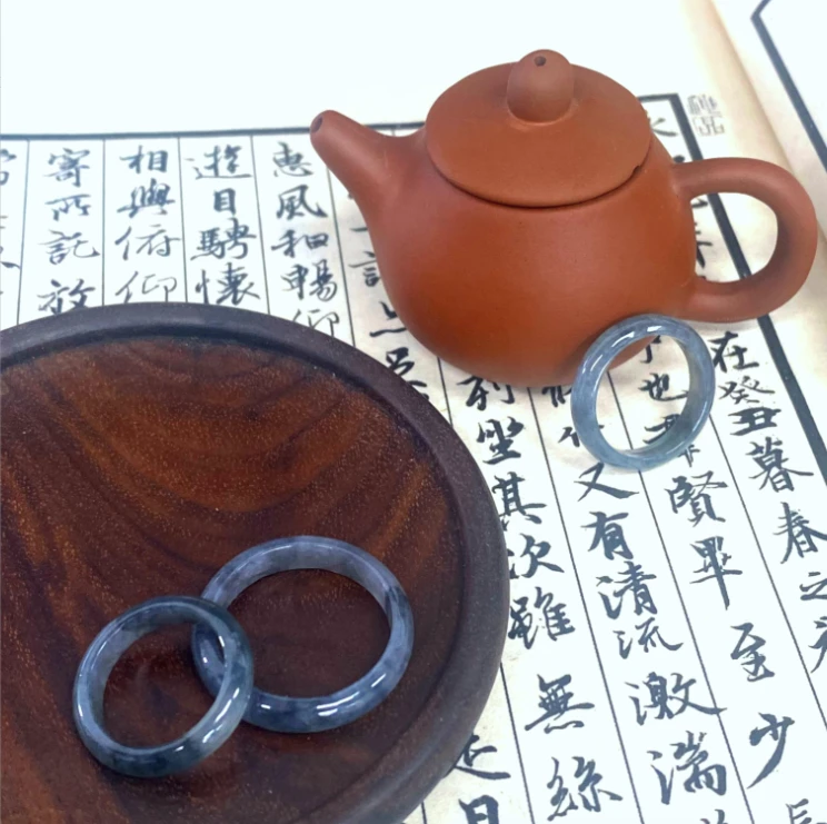 【翡翠指环】翡翠 冰乌鸡未镶嵌小众戒圈，多样性发货1件