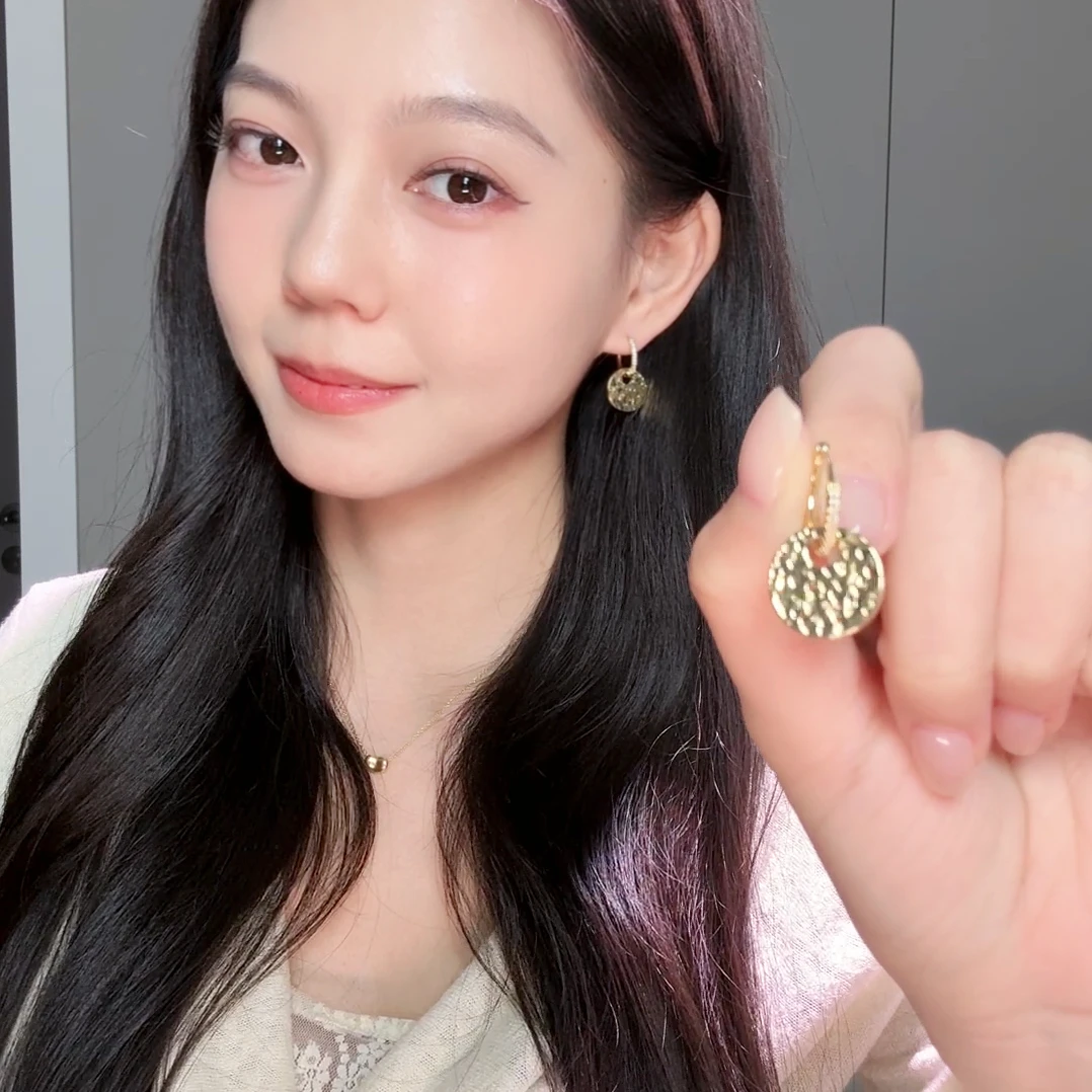 合金耳饰 高级感碎碎冰几何圆形耳环轻奢小众耳扣