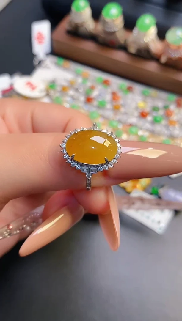 银S925镶嵌戒指翡翠天然