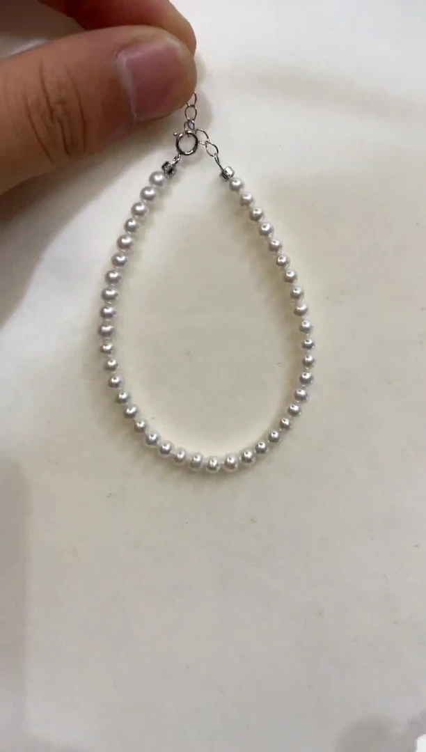 银S925镶嵌手绳淡水珍珠3.5-4