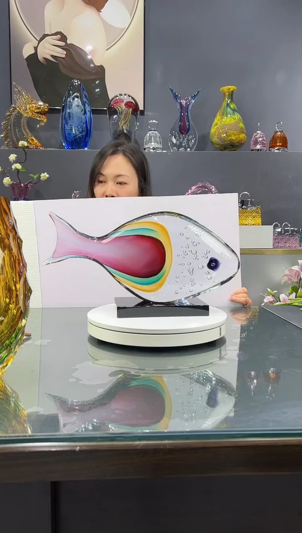 手工艺品琉璃 水晶琉璃鱼摆件1个