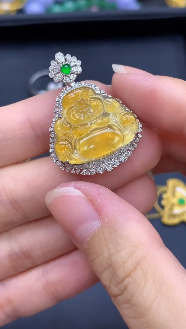 颈饰18K金镶嵌翡翠563-中国好珍宝