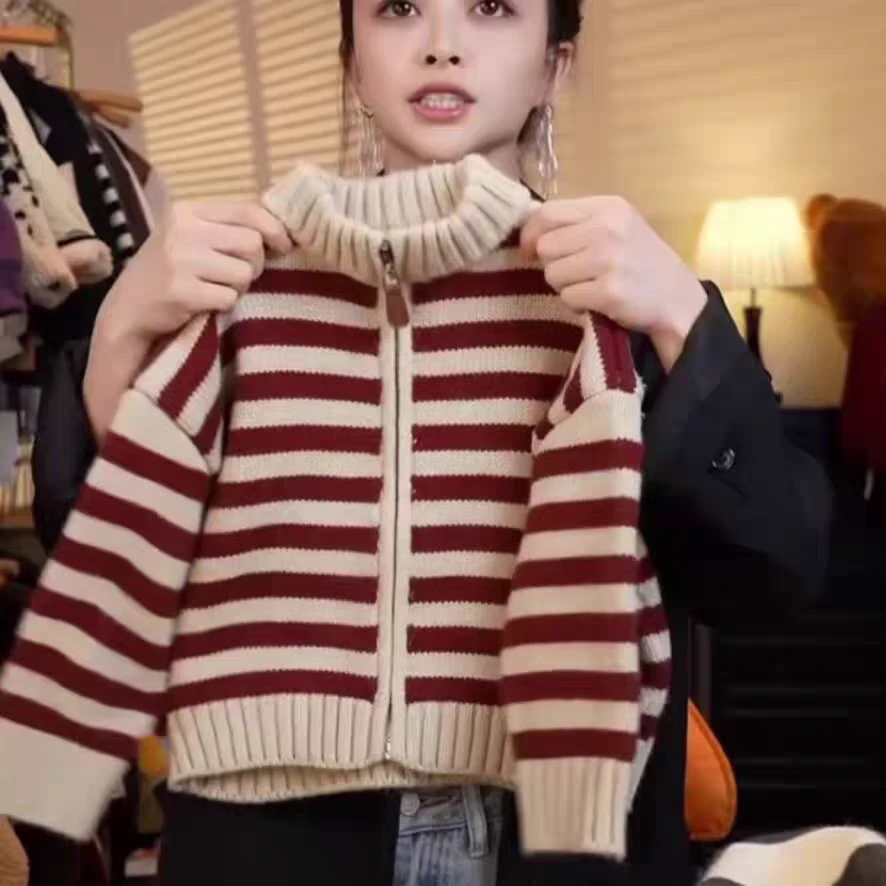 36女童毛衣毛衣外套条纹时尚