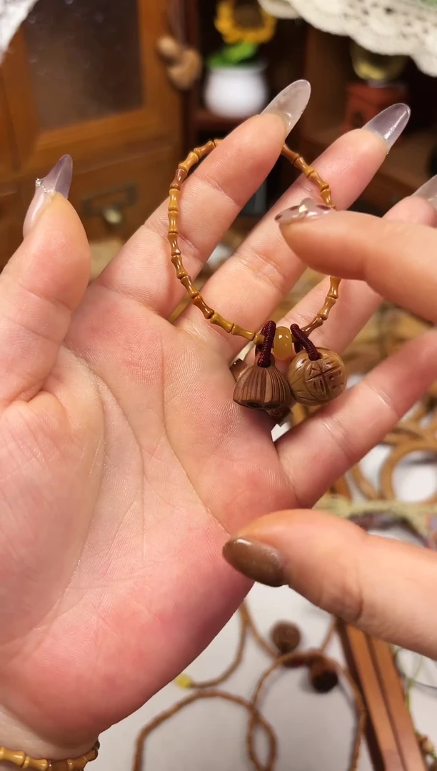 手串桃核 竹节手串  福运连连 福字加莲蓬 备注手围