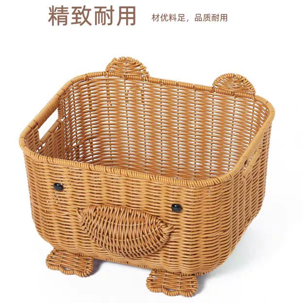 仿藤可爱动物小熊收纳防水拐角收纳筐简约篮子浴室手工耐用储物篮