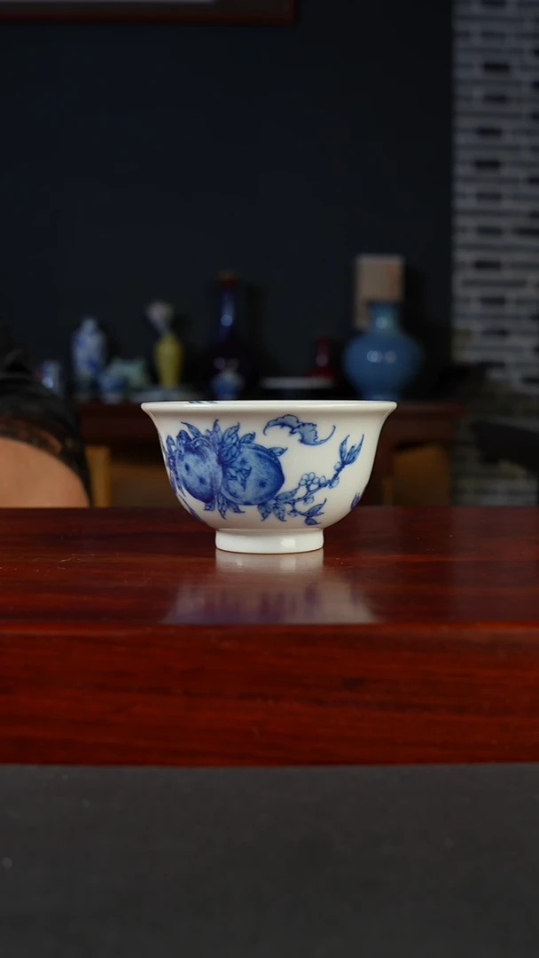 祖传窑真柴窑传承400年九桃五福压手杯