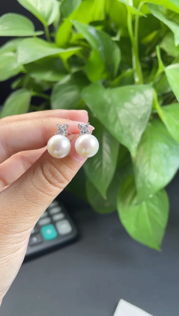 银S925镶嵌耳饰淡水珍珠珍珠耳钉时尚耳钉（多样性发货）（13）