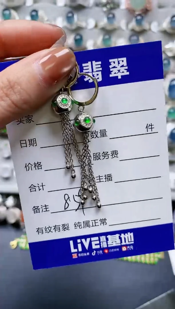 【闪购商品】翡翠耳饰银S925镶嵌0859