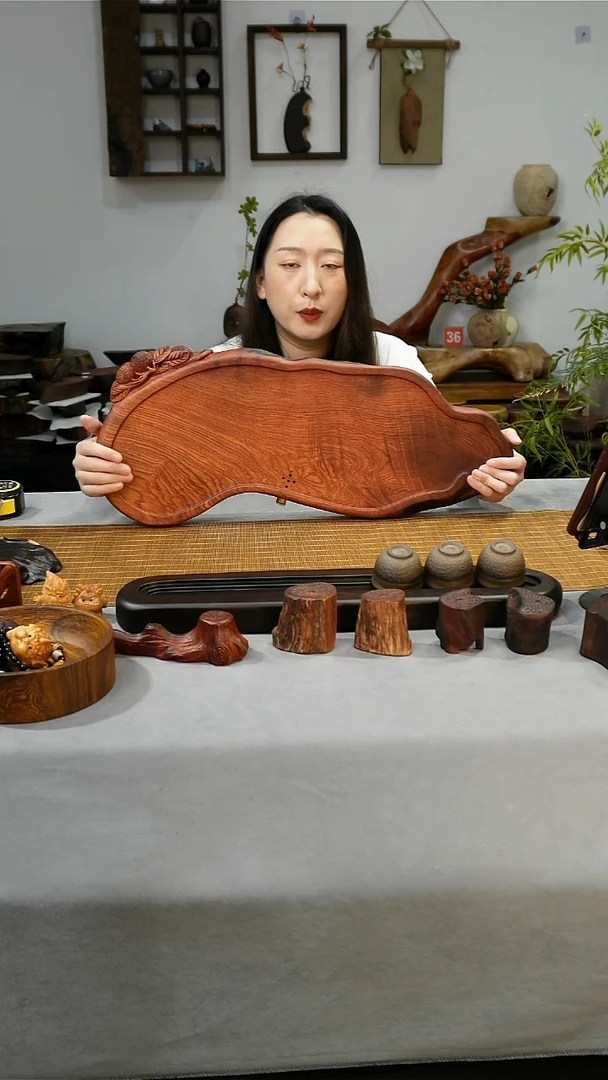老挝红酸枝排水茶盘57-24-4