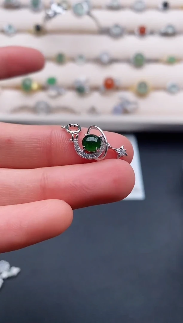 银S925镶嵌戒指翡翠2222222+8