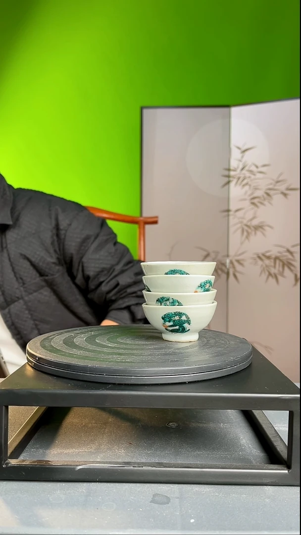 茶器瑞*粉彩龙纹茶杯8枝