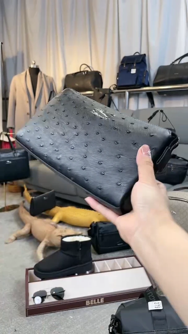 鸵鸟皮（革）韩爵绅士包包皮具308
