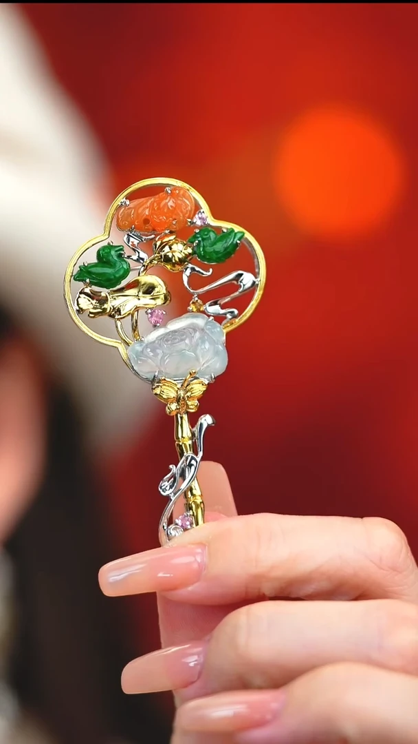 吊坠(不含链)银S925镶嵌翡翠新款*/