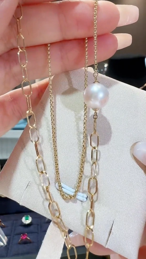 【闪购商品】淡水珍珠项链18K金镶嵌AB链款珍珠项链