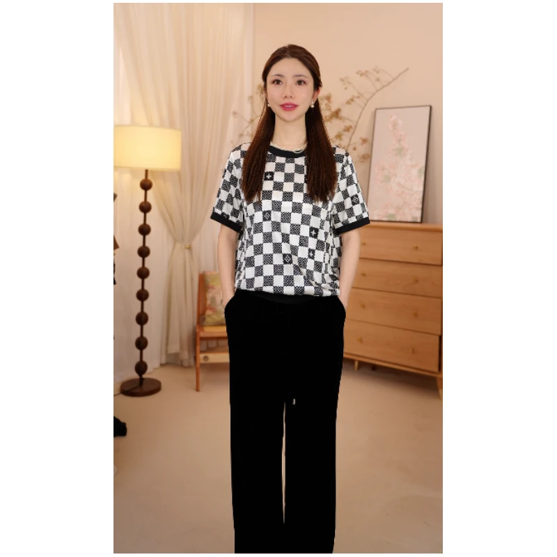 2024年新款桑蚕丝上衣舒适时尚休闲圆领T恤24033