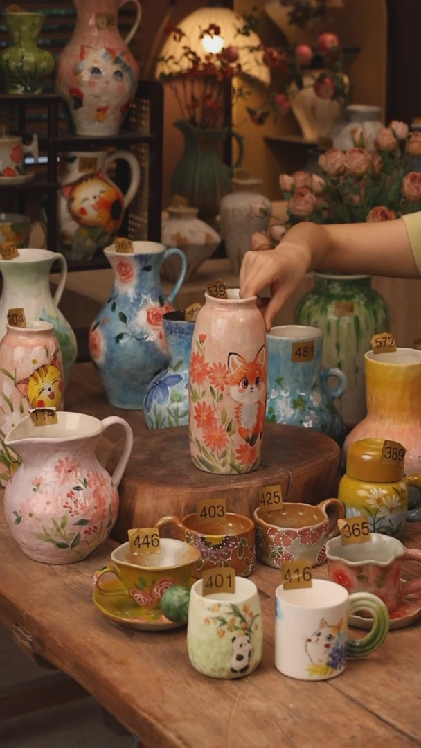 有机玻璃景德镇设计师手作花器摆件侘寂风104