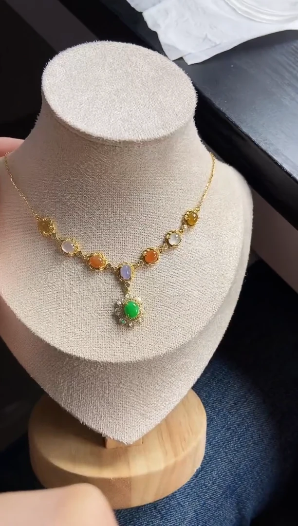 颈饰银S925镶嵌翡翠12