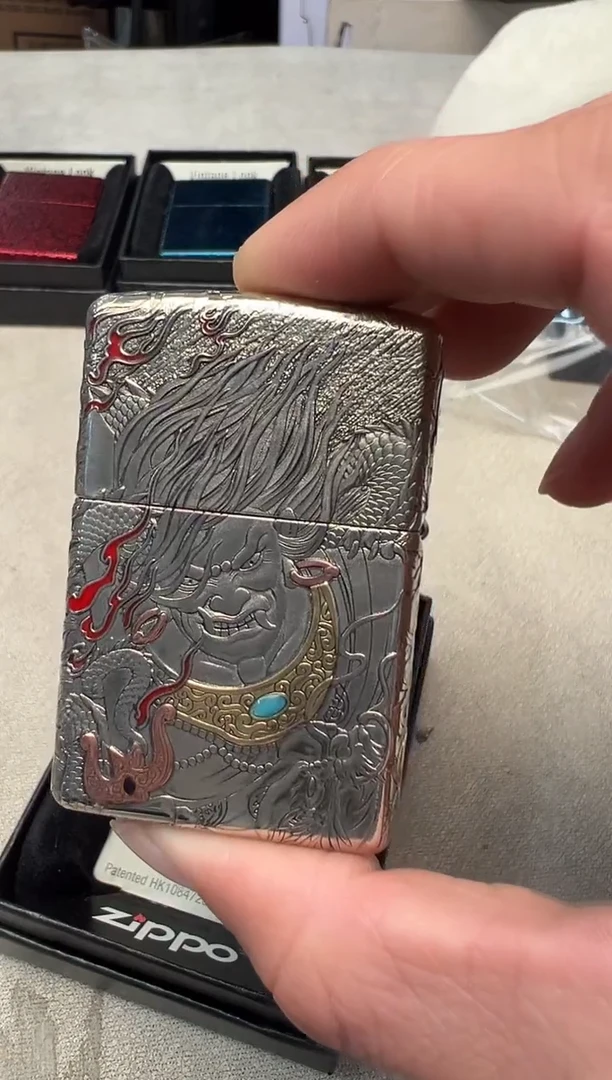 铜zippo打火机白铜套壳不动明王