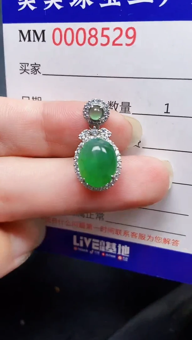翡翠银S925镶嵌颈饰8529